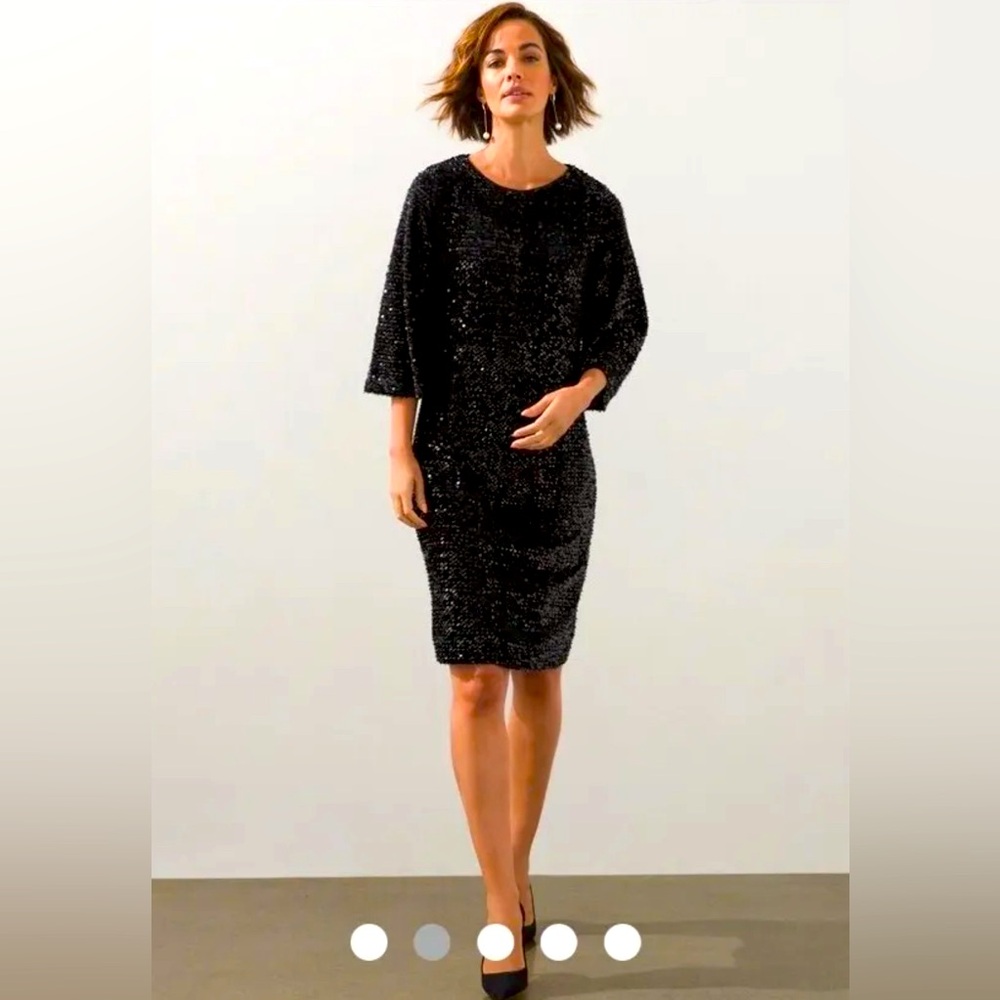 Chicos Sequin Bell Sleeve Dress